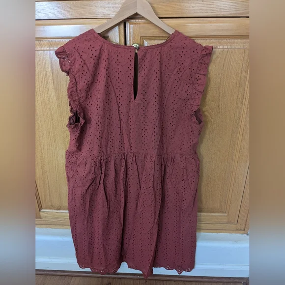 NWT - Knox Rose Ruffle Sleeve Desert Red Dress - Picture 4 of 5
